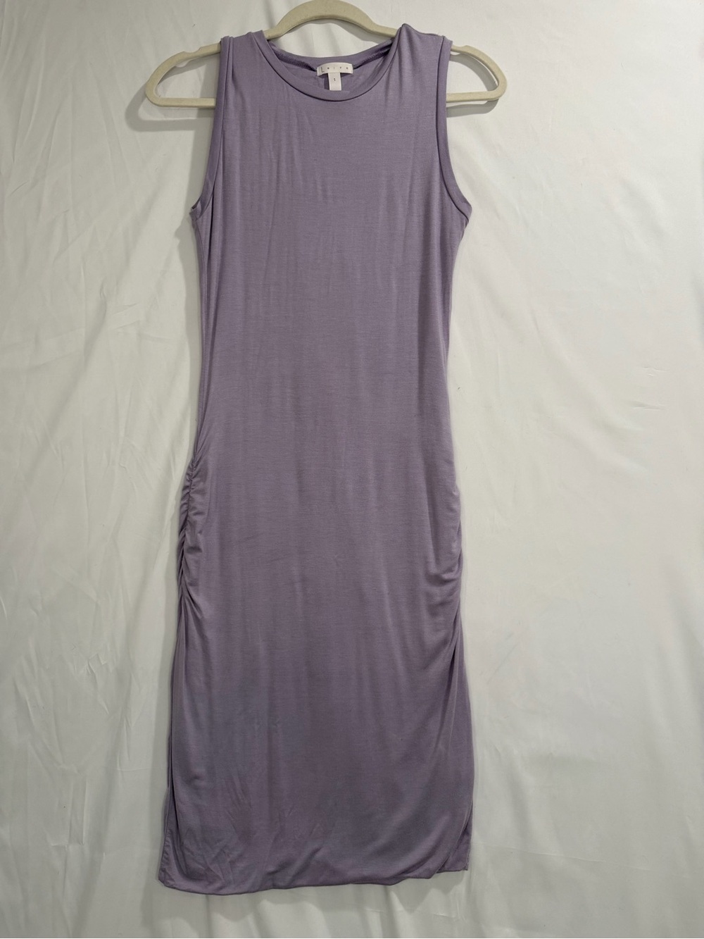 Nordstrom Sleeveless Lavender Midi Dress with Side Ruching